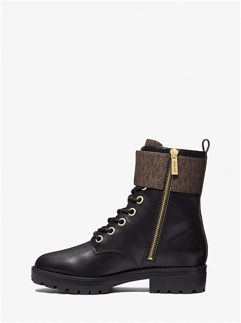 Rory Leather and Logo Combat Boot 